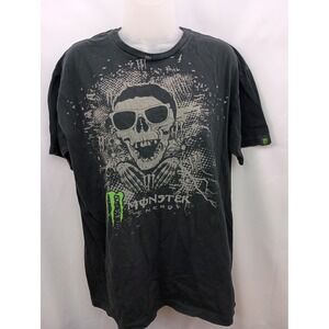 monster vtg drink short sleeve t shirt gray skeleton punk emo goth concert L